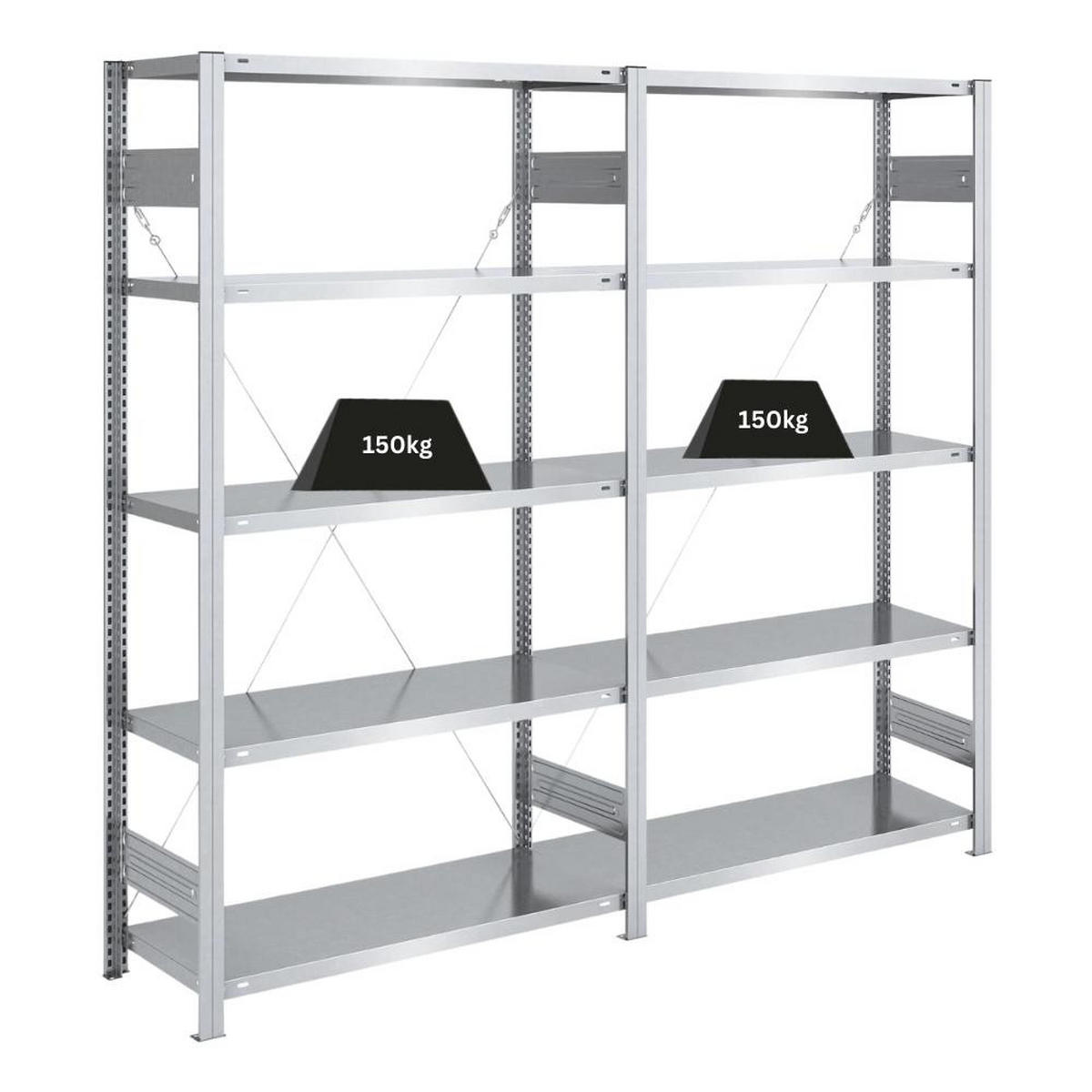 SCHWERLASTREGAL Silver Mamba 200x200x40cm 5 Ebenen je 150kg Fachlast Verzinkt - Silberfarben, Metall (200/200/40cm) - PROREGAL