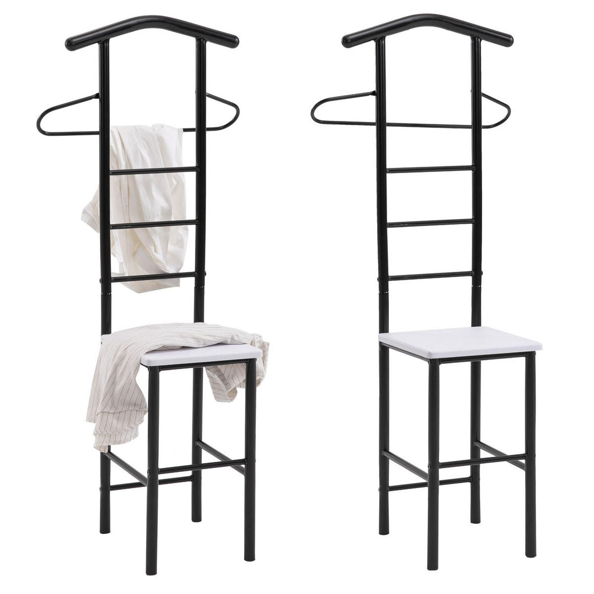 HERRENDIENER JIVO 2ER-SET - Schwarz/Weiß, Metall (53/121/47cm) - CARO-Möbel