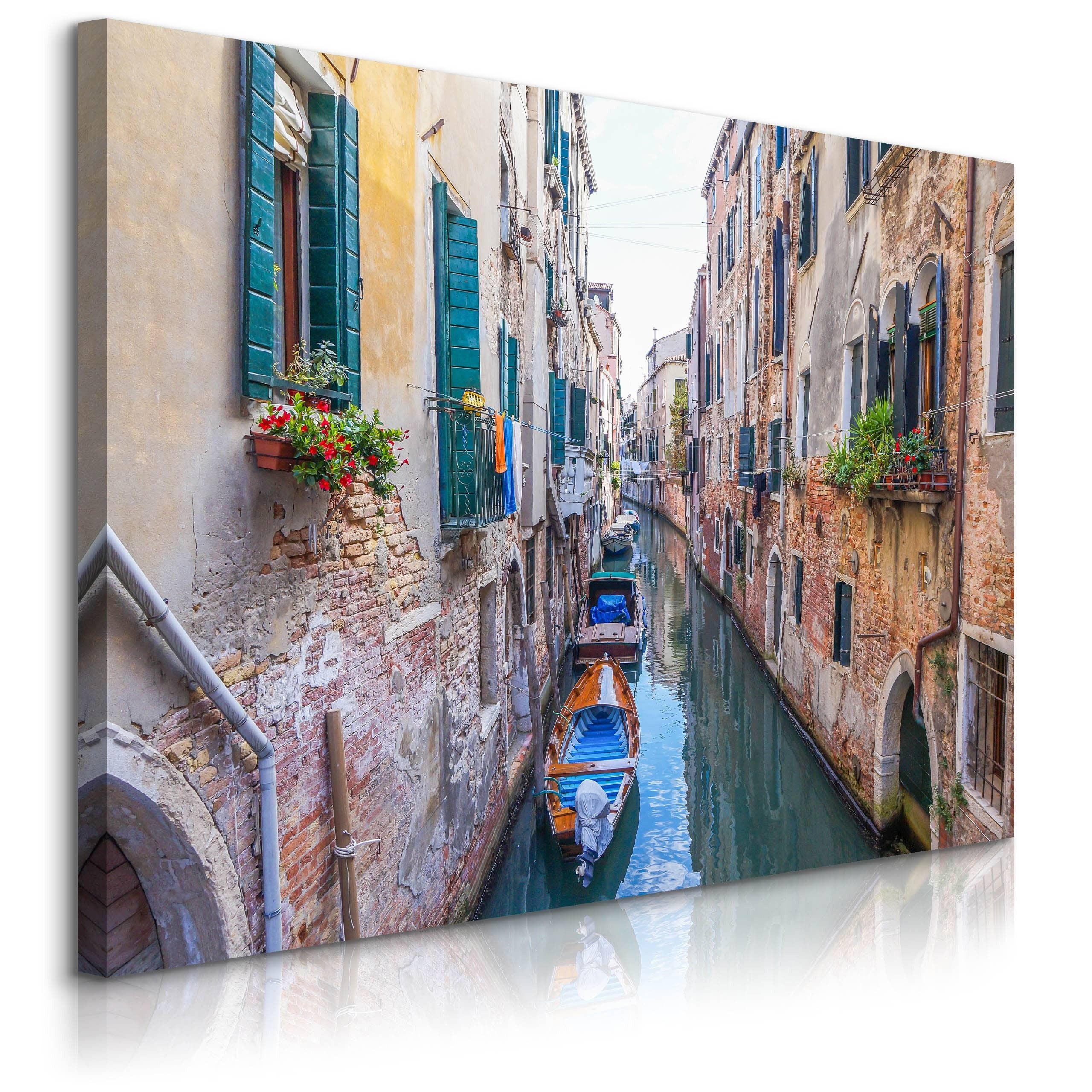 LEINWANDBILD Für Wohnzimmer Venedig Stadtarchitektur 3D 100x70 - Blau/Beige, Textil (100/70cm) - Muralo