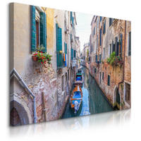 LEINWANDBILD Für Wohnzimmer Venedig Stadtarchitektur 3D 100x70 - Blau/Beige, Textil (100/70cm) - Muralo