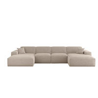 WOHNLANDSCHAFT Celes Premium In Sven - Hellbraun, Holzwerkstoff/Textil (378/73/165cm) - Fun Möbel