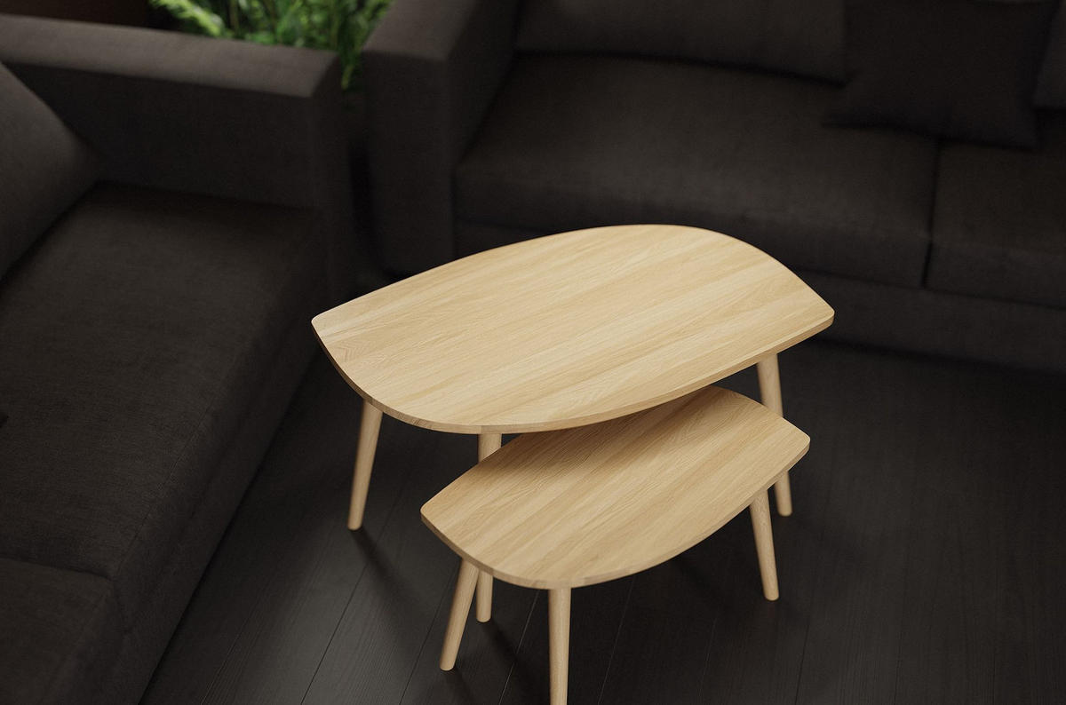 COUCHTISCH Tröpfchen P3, Massivholz, Eiche, tropfenförmige Platte, 100 cm - Eichefarben, Eichenholz/Holz (62.2/100/50cm) - Onemarket