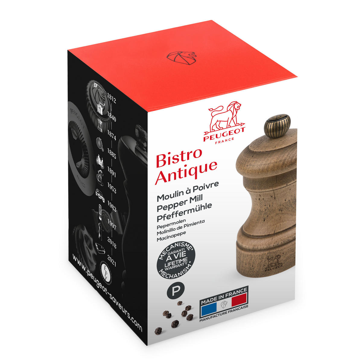 PFEFFERMÜHLE Bistro Antiquaire 10cm Buchenholz Stahlmahlwerk - Braun, Holz (5.3/10/5.3cm) - PEUGEOT