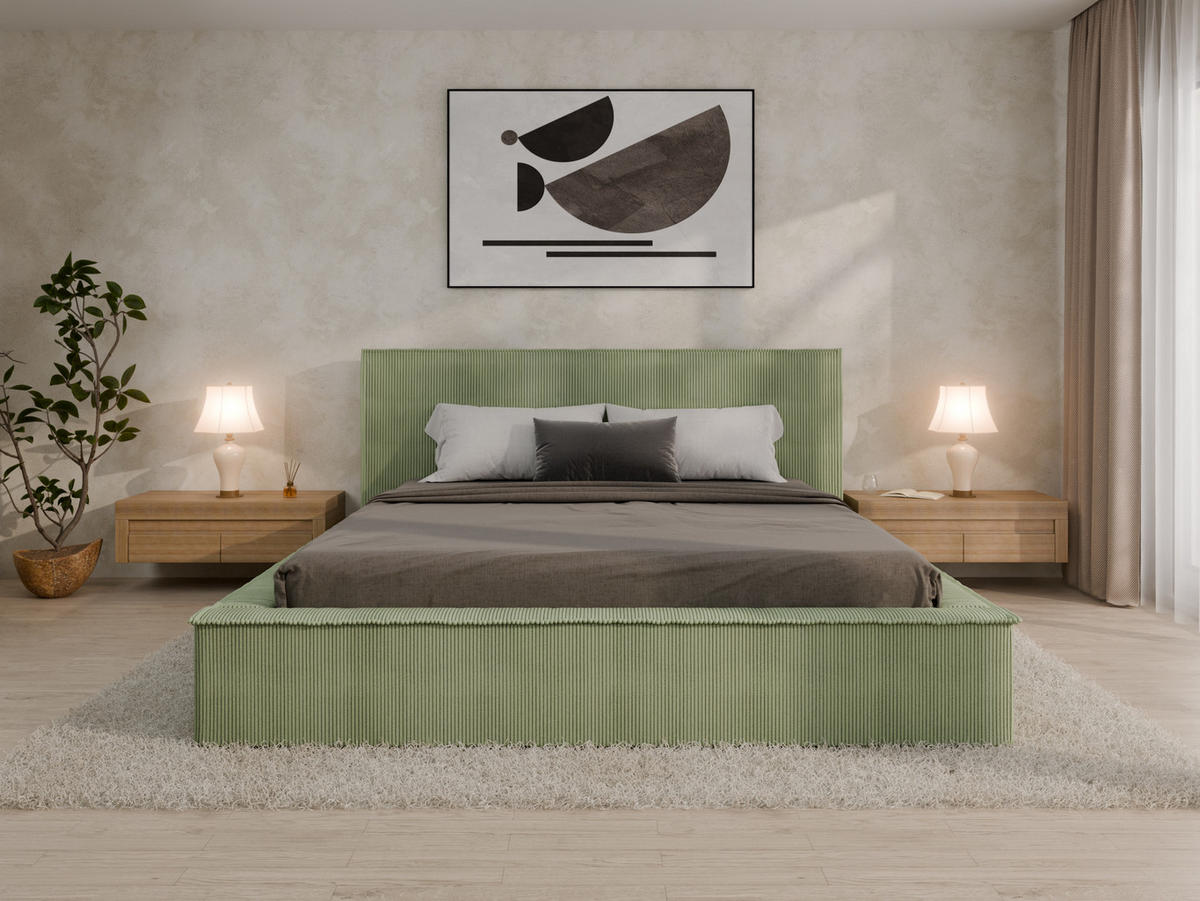 POLSTERBETT SANA 180x200cm Elegantes Polsterbett für modernen Wohnstil , Taschenfederkernmatratze LIORA(19cm), Grün - Grün, Holz (180/200cm) - Panda Möbel