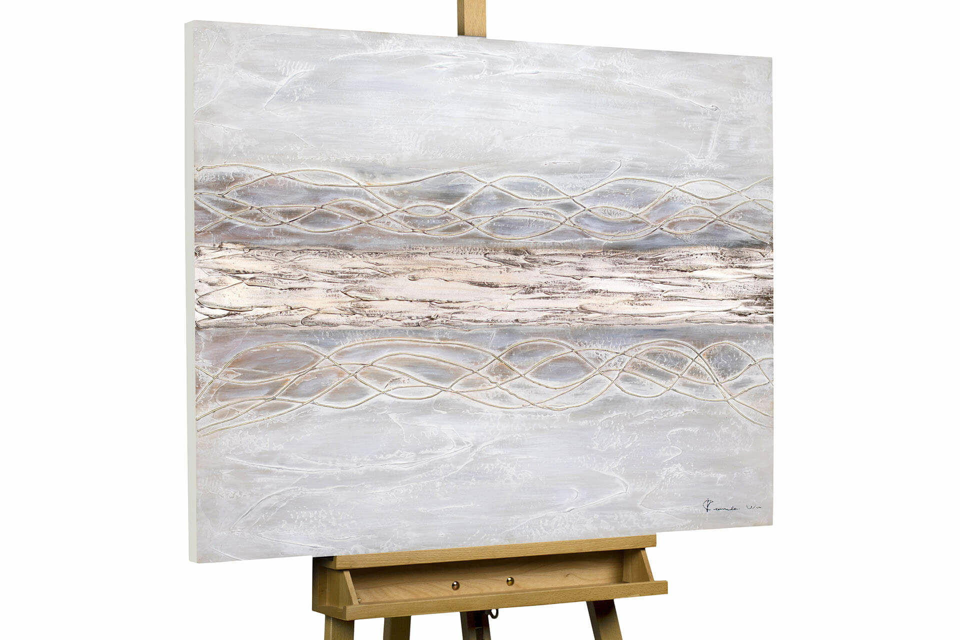 ACRYLBILD HANDGEMALT 100/75 cm - Beige/Braun, Holz/Textil (1.98/75cm) - KUNSTLOFT