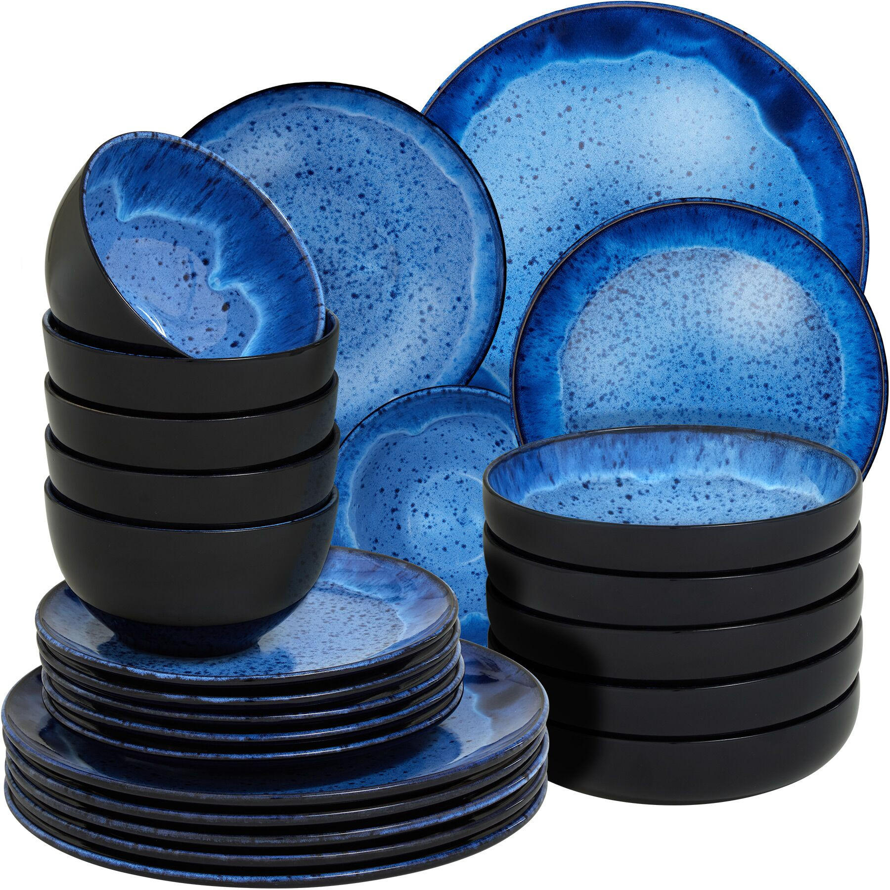 TAFELSERVICE Mare, ineinander stapelbar, blau - Blau, Keramik (26.5/2.5/26.5cm) - tectake