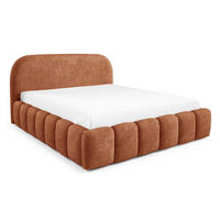 POLSTERBETT 200x200 Noemi, runde Kopfteil, Bettkasten, Samtstoff, Orange - Orange, Holz/Textil (200/200cm) - Emporius
