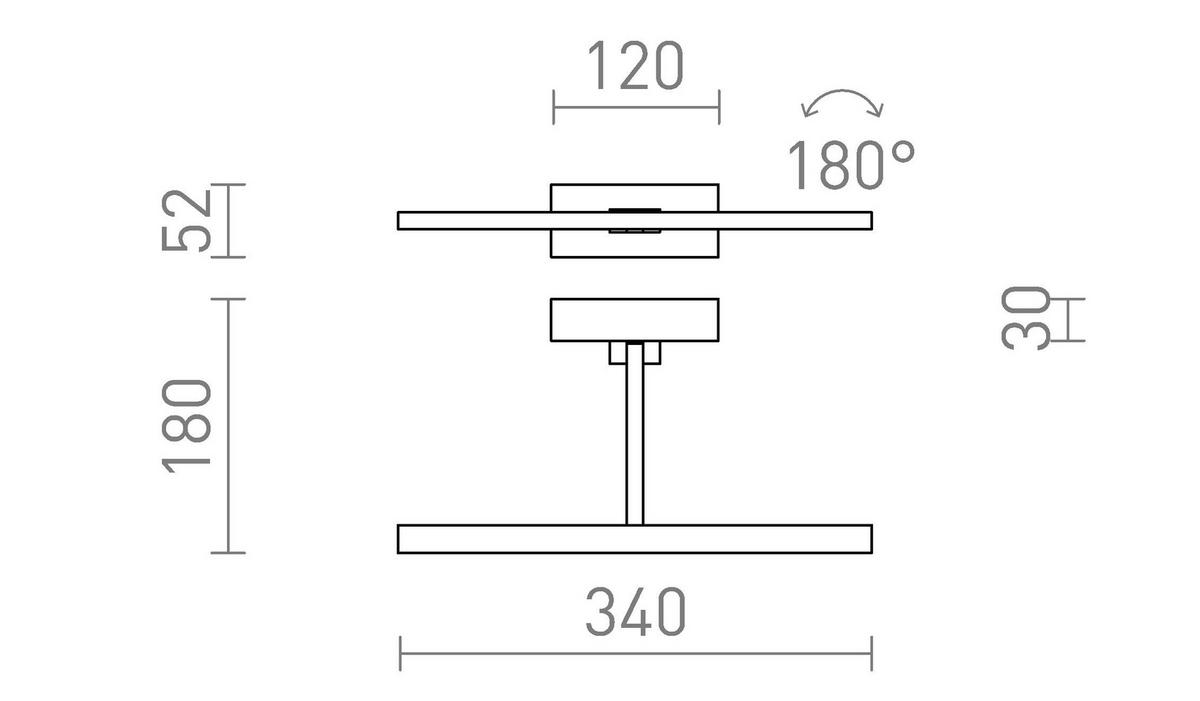 WANDLEUCHTE FRESCO 34 Schwarz 6 W - Schwarz, Metall (18/5/34cm) - Rendl