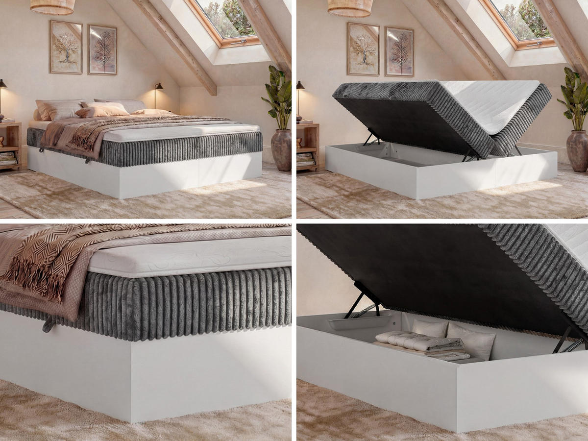 POSTEL BOXSPRING TRAVIT ZERO 140/200 - Šedá Manšestr - Topper Visco - H4 - šedá/černá, textil/plast (140/200cm) - MKS