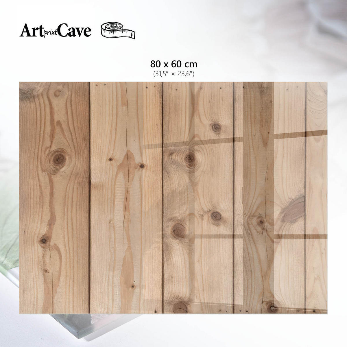GLASPLATTE 80x60 cm – Holzpaneele - Beige, Glas (0.4/80/60cm) - ArtPrintCave