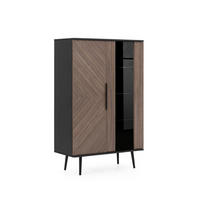 STANDVITRINE Pinelli 2-türig mit Metallfüße - Schwarz/Braun, Glas/Holzwerkstoff (90/140/41cm) - Ravio