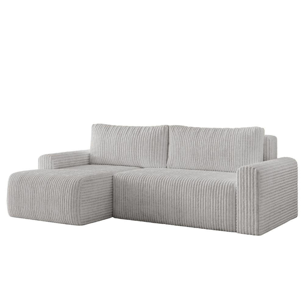 ECKSOFA MILO SMALL mit Schlaffunktion und Bettkasten, Links - TILIA 86 - Grau, Holz (240/142cm) - Dekori_Interiors
