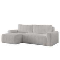 ECKSOFA MILO SMALL mit Schlaffunktion und Bettkasten, Links - TILIA 86 - Grau, Holz (240/142cm) - Dekori_Interiors