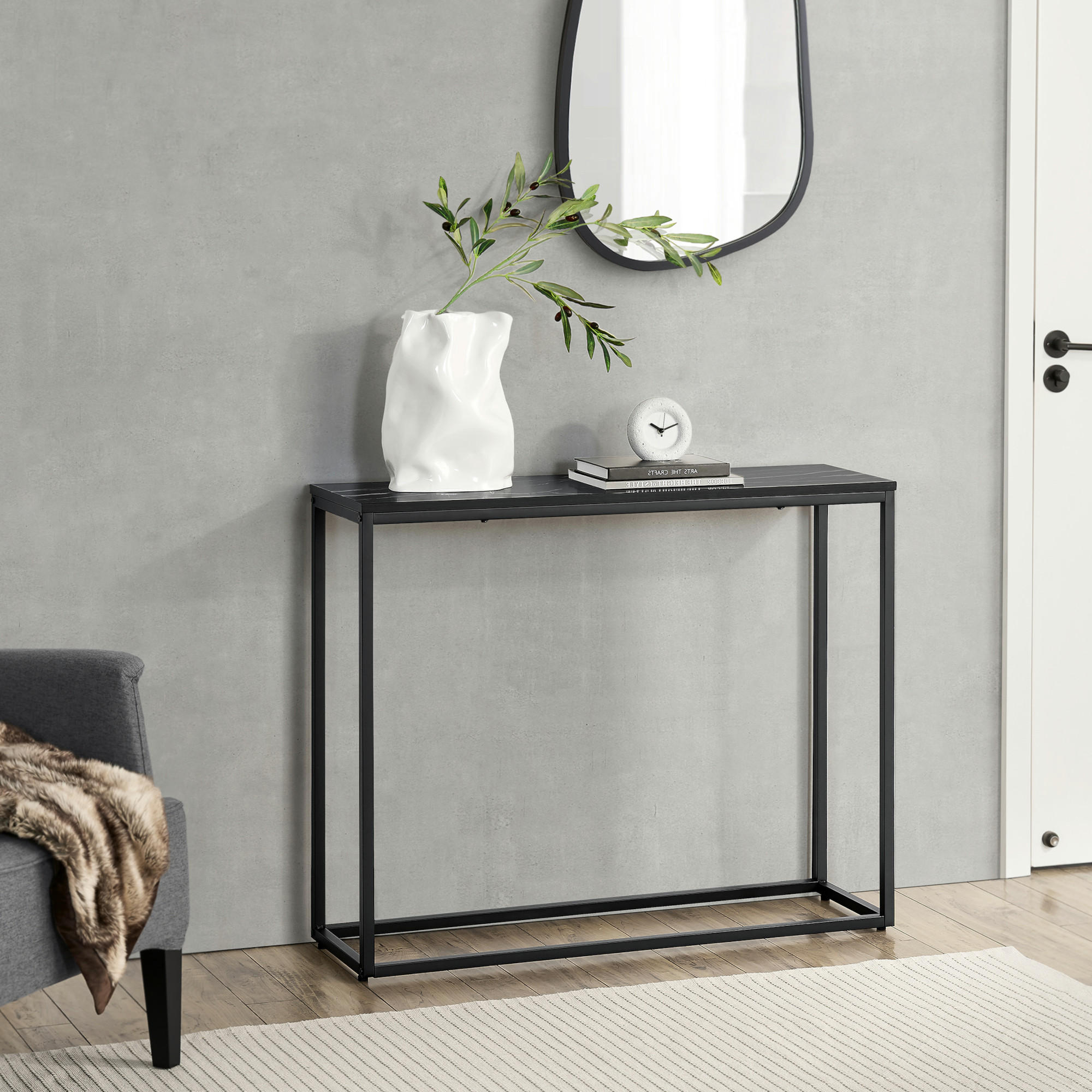 KONSOLENTISCH Kittilä - Schwarz, Metall (30/100/80cm) - [en.casa]