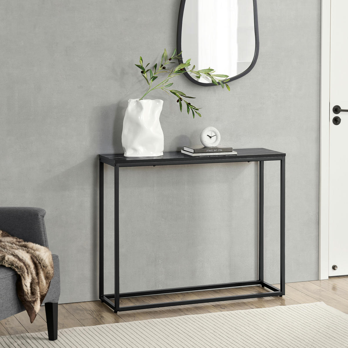 KONSOLENTISCH Kittilä - Schwarz, Metall (30/100/80cm) - [en.casa]