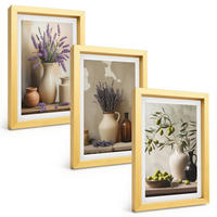 BILDER SET 3er Set - 20x30 cm Goldrahmen - Blumen in Vasen, Oliven, Dekorationen - Goldfarben, Kunststoff (20/30cm) - TULUP