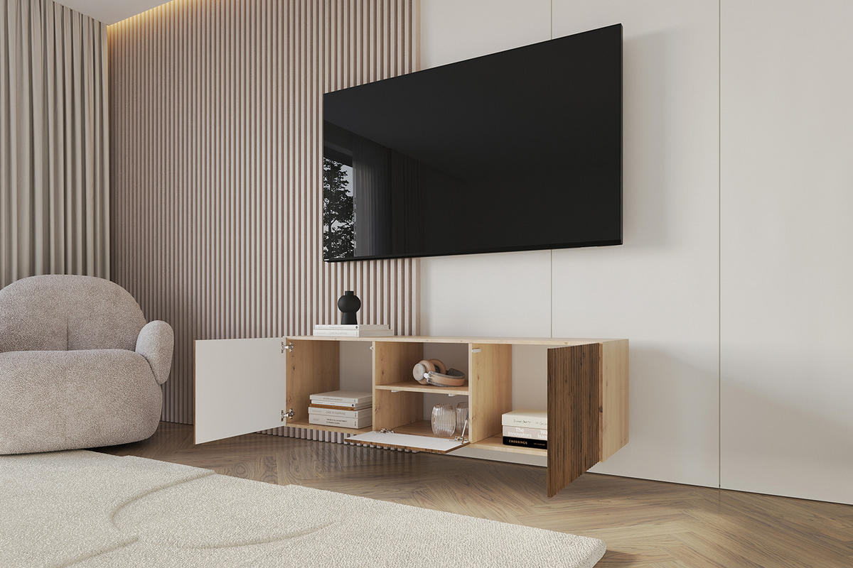 LOWBOARD NOA-2-W 140x40x41 cm - Artisan / Katania - Eiche Wotan, Holzwerkstoff (140/40/41cm) - ALTDECOR