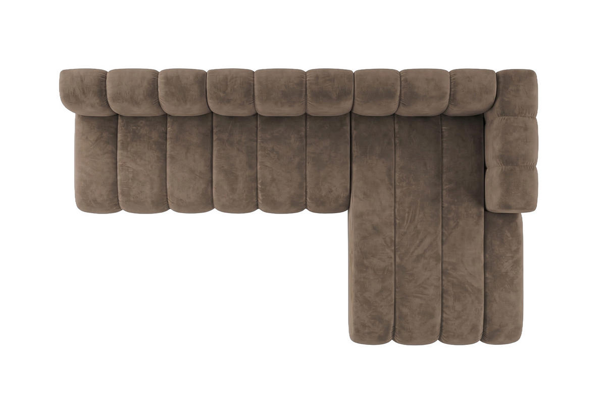 ECKSOFA Modulares In L-Form, Velvet-Stoff Riviera, Braun, Rechts, GRAND 295 cm - Braun, Holz (295/179cm) - Kaiser Möbel