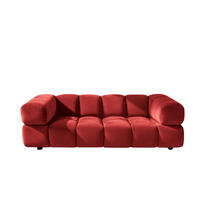 SOFA 3-Sitzer, Couch, Veloursstoff Bluvel, Rotwein, Averro - Weinrot, Holz (240/70/96cm) - Kaiser Möbel