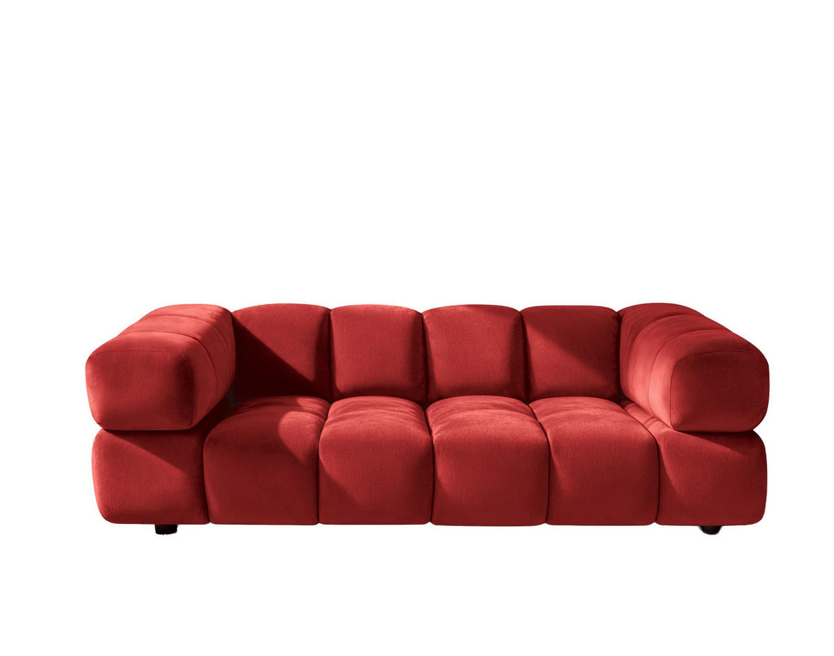 SOFA 3-Sitzer, Couch, Veloursstoff Bluvel, Rotwein, Averro - Weinrot, Holz (240/70/96cm) - Kaiser Möbel