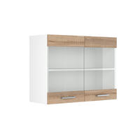 KÜCHENGLASSCHRANK R-Line Sonoma 80 cm - Weiß/Sonoma Eiche, Holzwerkstoff (80/60/31cm) - Vicco