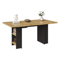 ESSTISCH Sideboard Holzoptik verstellbarer Tisch Stauraum Arbeitsplatte Büro Wohnzimmer - Schwarz/Naturfarben, Holzwerkstoff/Metall (160/80/75cm) - EVRYAE
