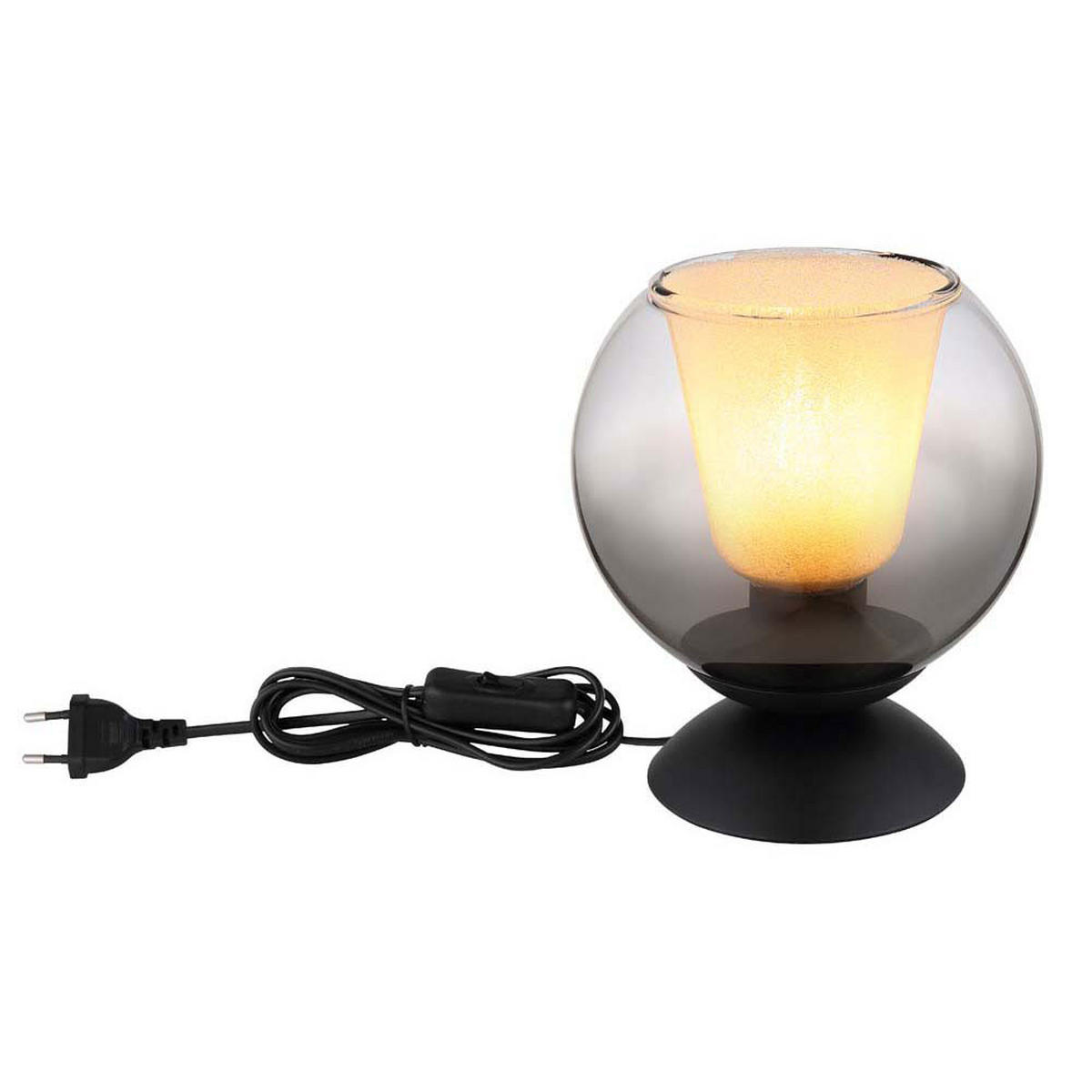 TISCHLEUCHTE Glas Kristall Grau Rauchoptik - Schwarz, Glas (18/18/19cm) - Globo Lighting