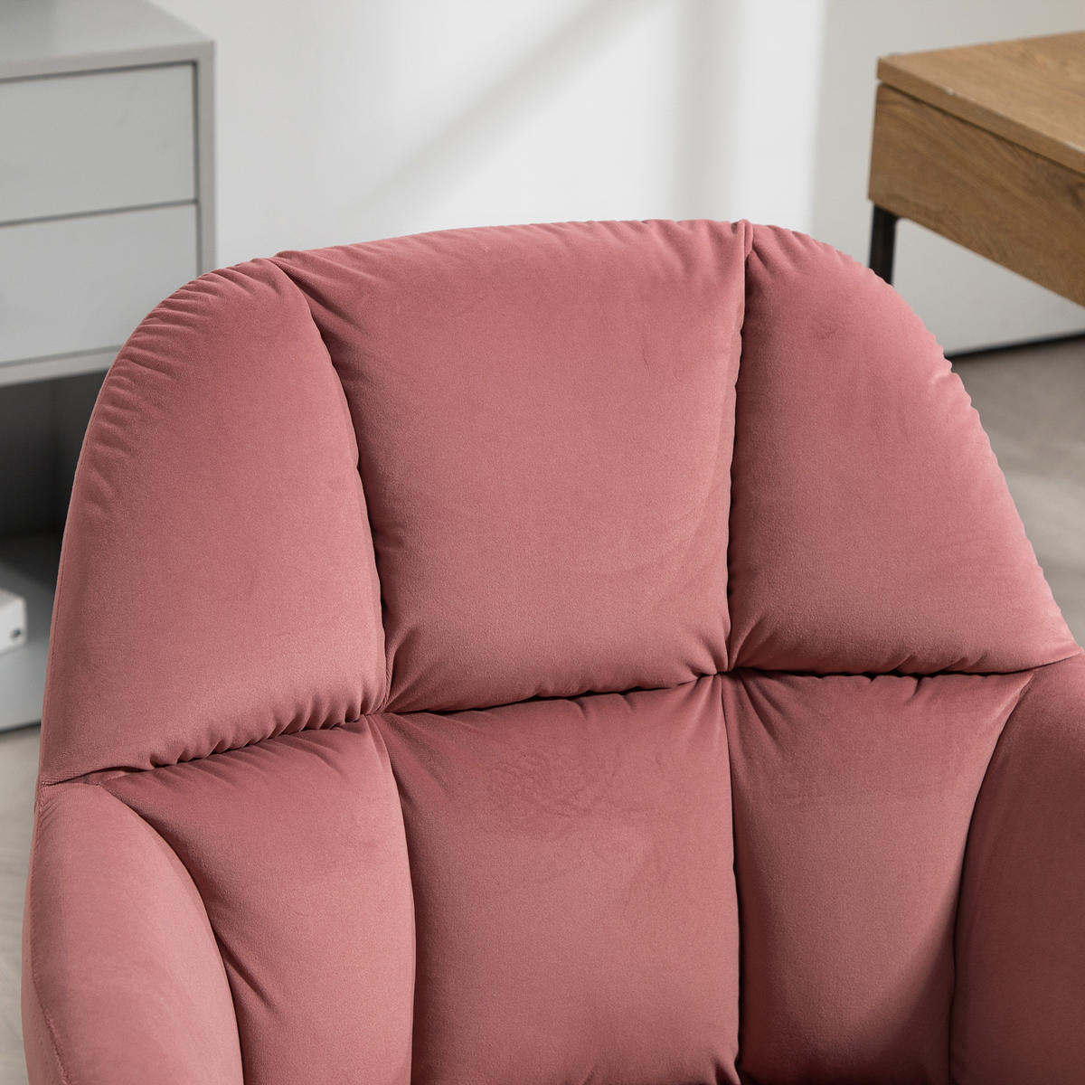 BÜROSTUHL, Höhenverstellbarer Schreibtischstuhl mit Samtoptik, Rückenlehne - Rosa, Kunststoff (58.5/86/58cm) - Vinsetto