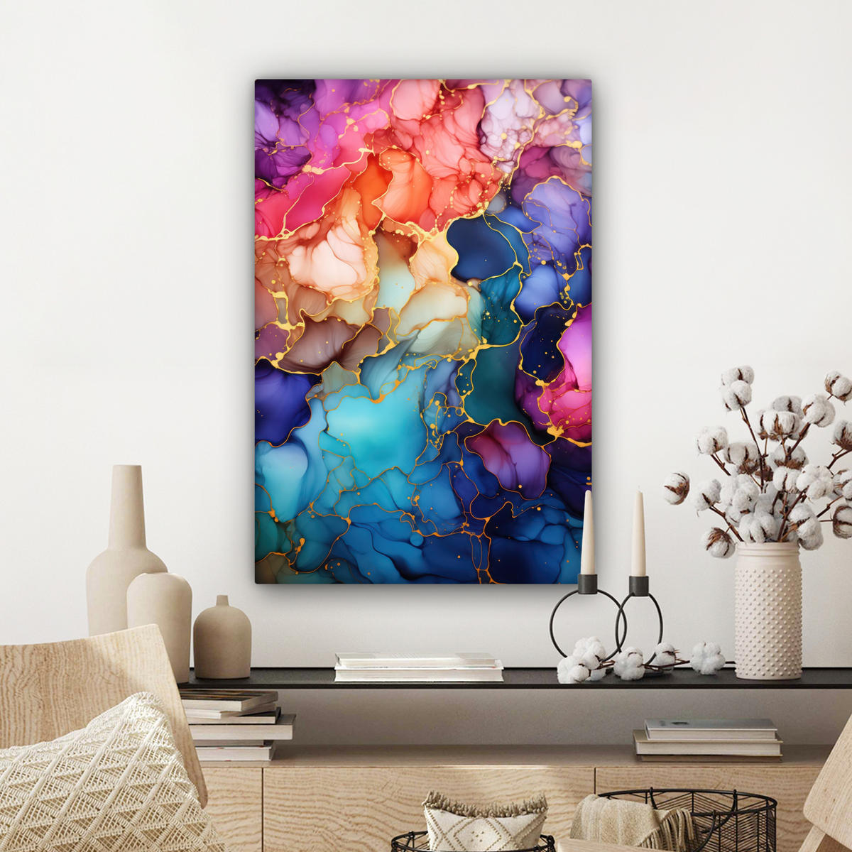 LEINWANDBILD Marmor - Bunt - Abstrakt 40x60 cm - Multicolor, Textil (40/60cm) - MuchoWow