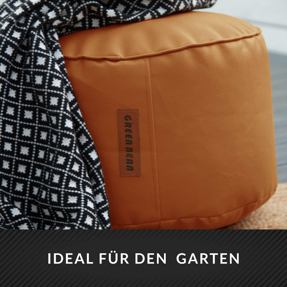 SITZSACK-HOCKER 43x30cm - KUNSTLEDER - Cognac, Textil (43/30/30cm) - Green Bean