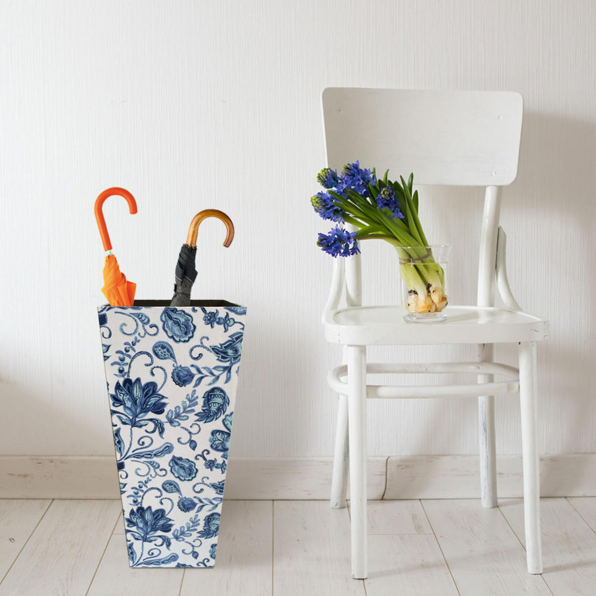 SCHIRMSTÄNDER Weiß 21/21/50 cm - Blau, Holzwerkstoff (21/50/21cm) - Mobili Rebecca