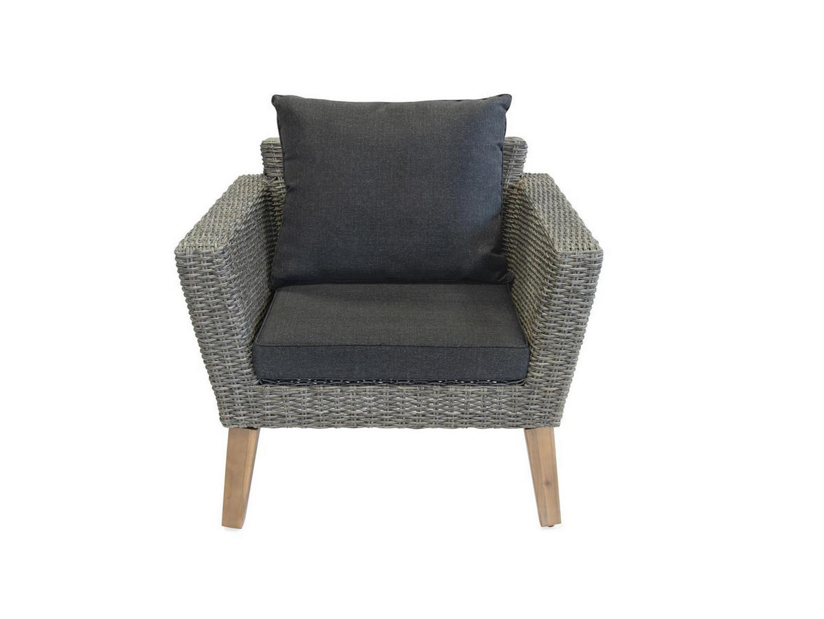 GARTEN-SITZGRUPPE Montecristo Anthrazit Polyrattan für 4 Personen - Grau, Glas - Green Spirit