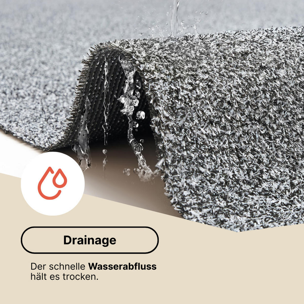 KUNSTRASEN Canyoo Schwarz Grau 6 mm – Rasenteppich, wetterfest, für Terrasse & Garten 300/850 cm - Schwarz/Grau, Textil (300/850cm) - Tapiso