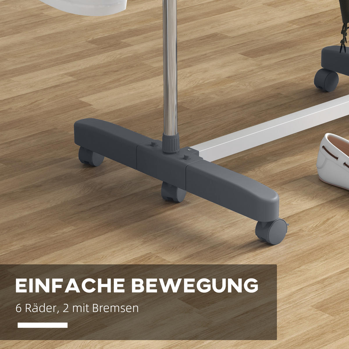 WÄSCHESTÄNDER DE-09793 5 Ebenen, klappbar mit 6 Rollen Grau+Silber - Grau, Metall (142/172/55cm) - ComfortXL