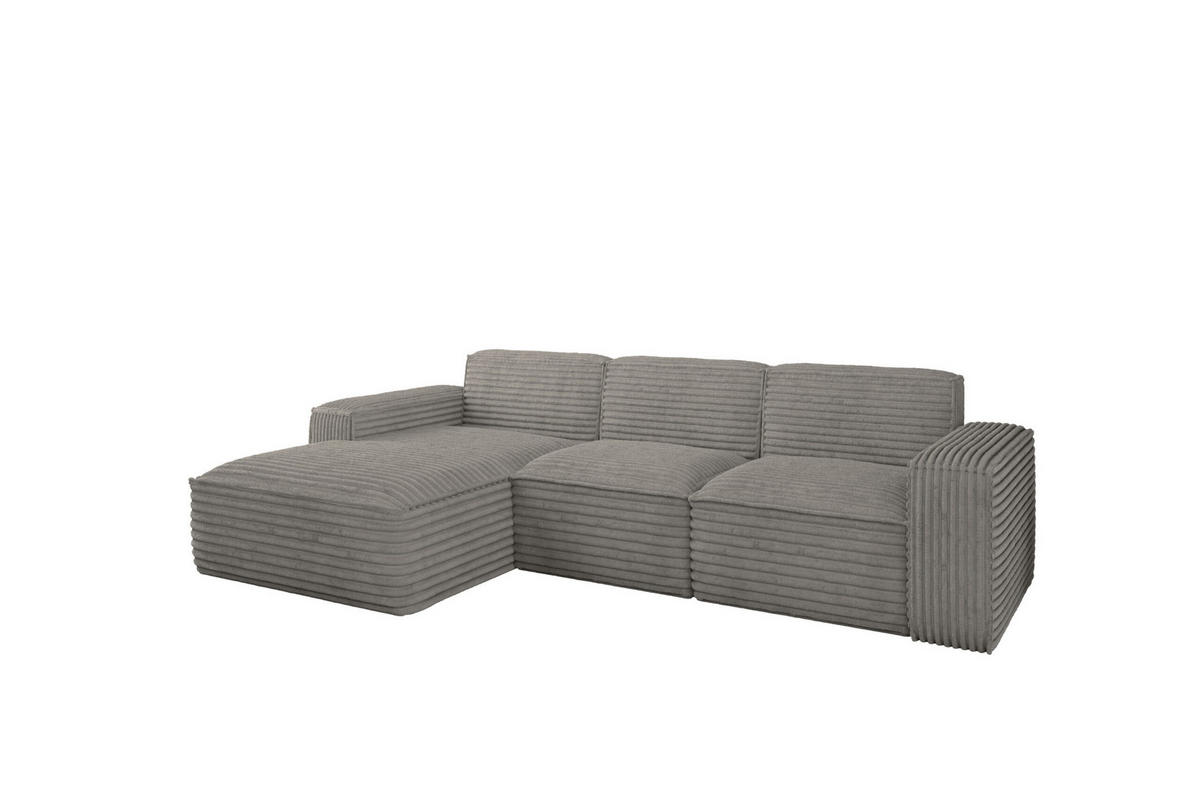 ECKSOFA L-Form Siena Stoff Velo Grau Links - Grau, Holz/Kunststoff (165/266cm) - Kaiser Möbel