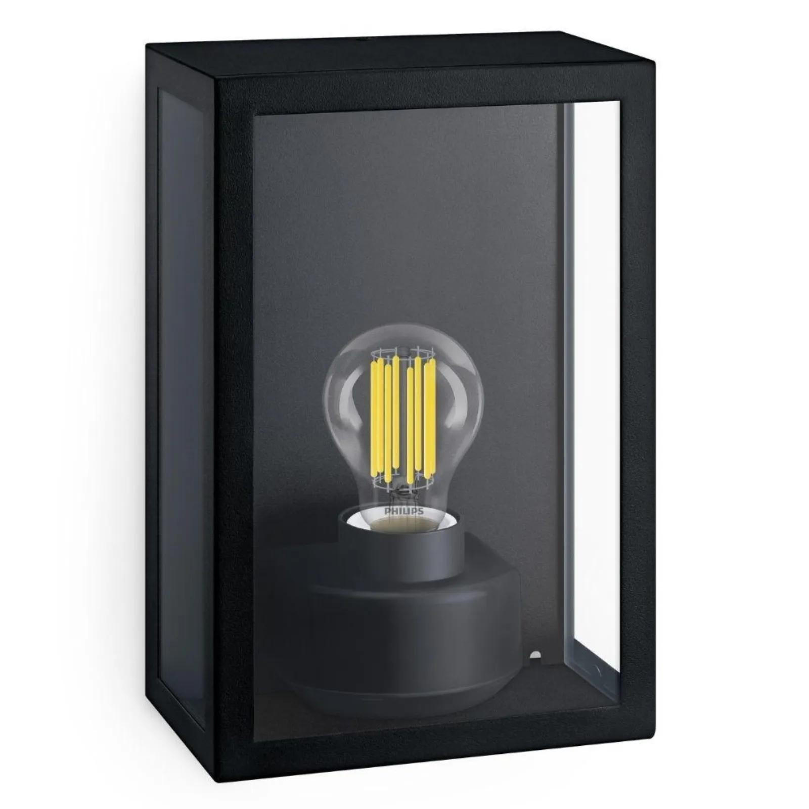WAND- & DECKENLEUCHTE Alzor Schwarz - Transparent/Schwarz, Metall (17/26/10cm) - Philips