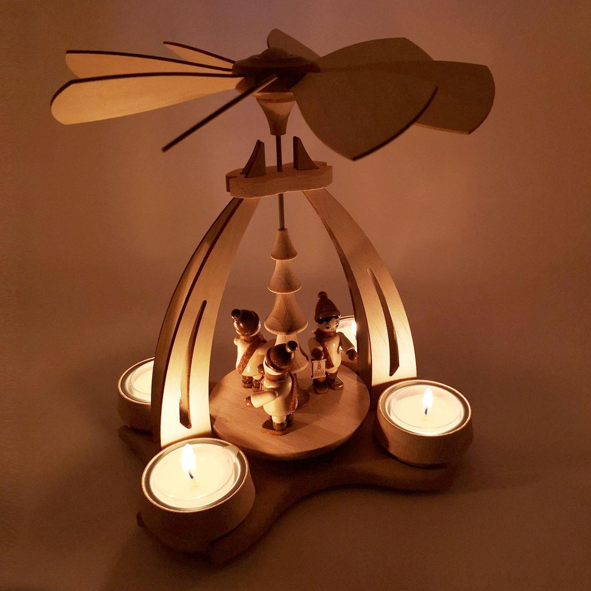 TISCH-PYRAMIDE Laternenkinder 14/18/24 cm - Multicolor, Holz (0.1/24/0.1cm) - Dekoteam24