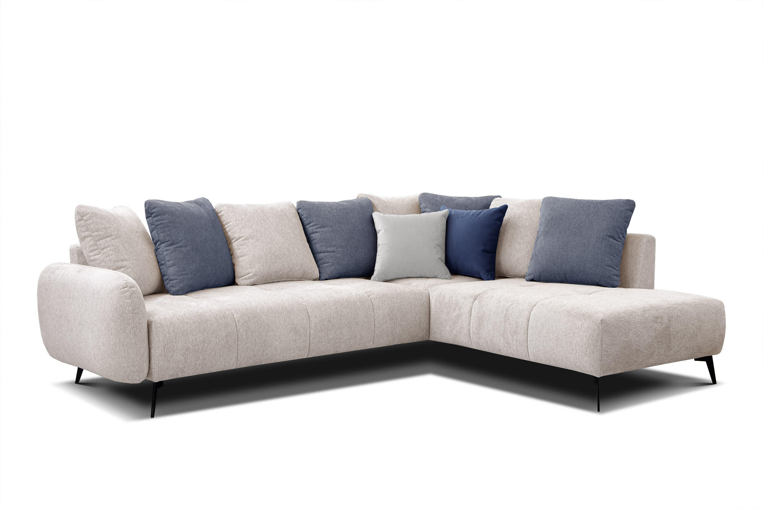 ECKSOFA EVENTO 5-Sitzer, creme - Creme/Schwarz, Holzwerkstoff/Textil (266/206cm) - Courtois Laville