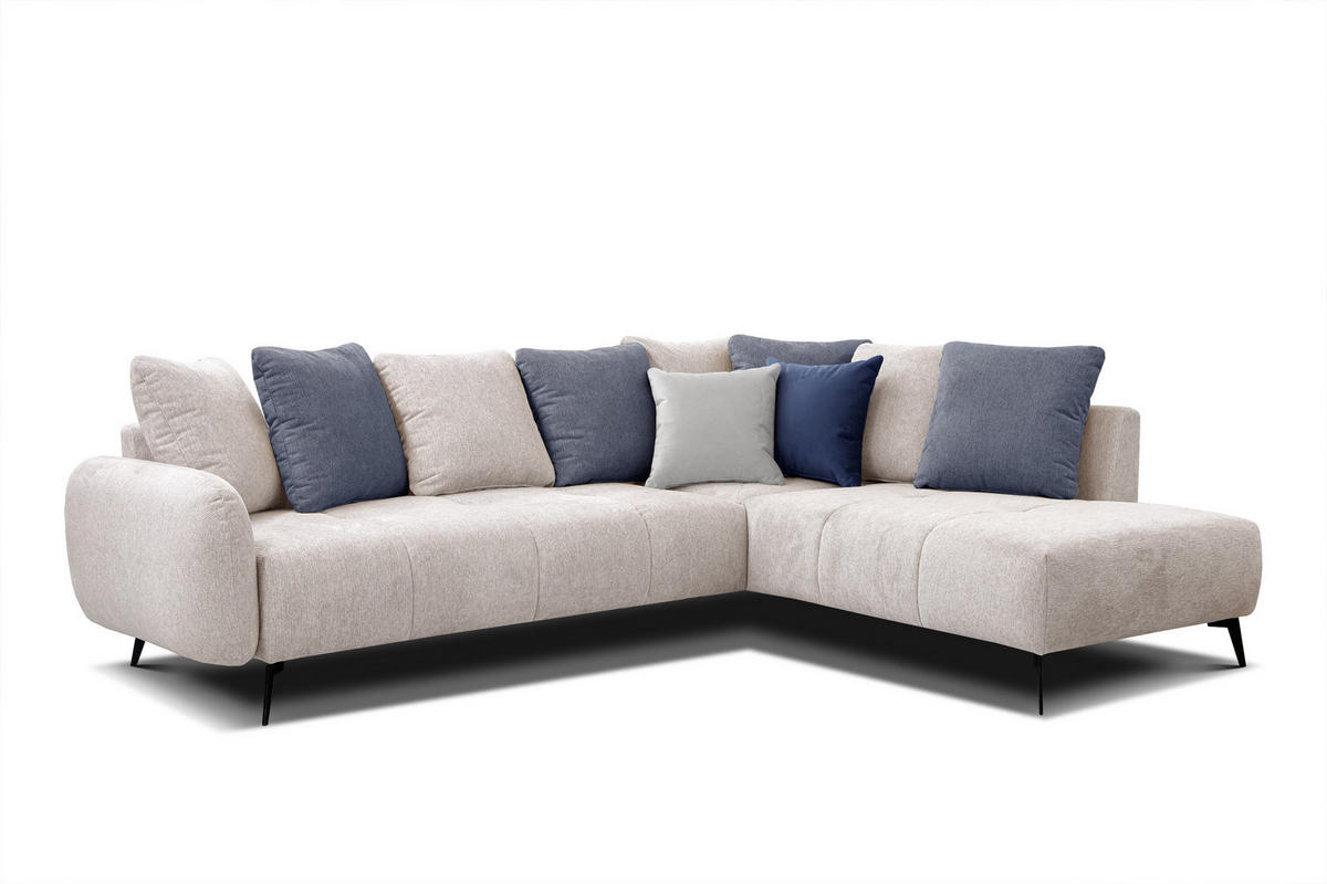 ECKSOFA EVENTO 5-Sitzer, creme - Creme/Schwarz, Holzwerkstoff/Textil (266/206cm) - Courtois Laville