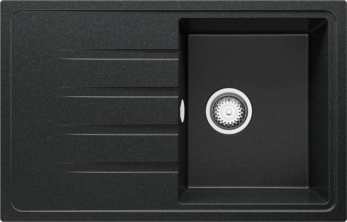 SPÜLBECKEN Mailand, 2-er set Anthrazit 78/50 cm 1 Becken + Ablauf-Set ab 45er Unterschrank - Chromfarben/Anthrazit, Kunststoff (78/19/50cm) - Primagran