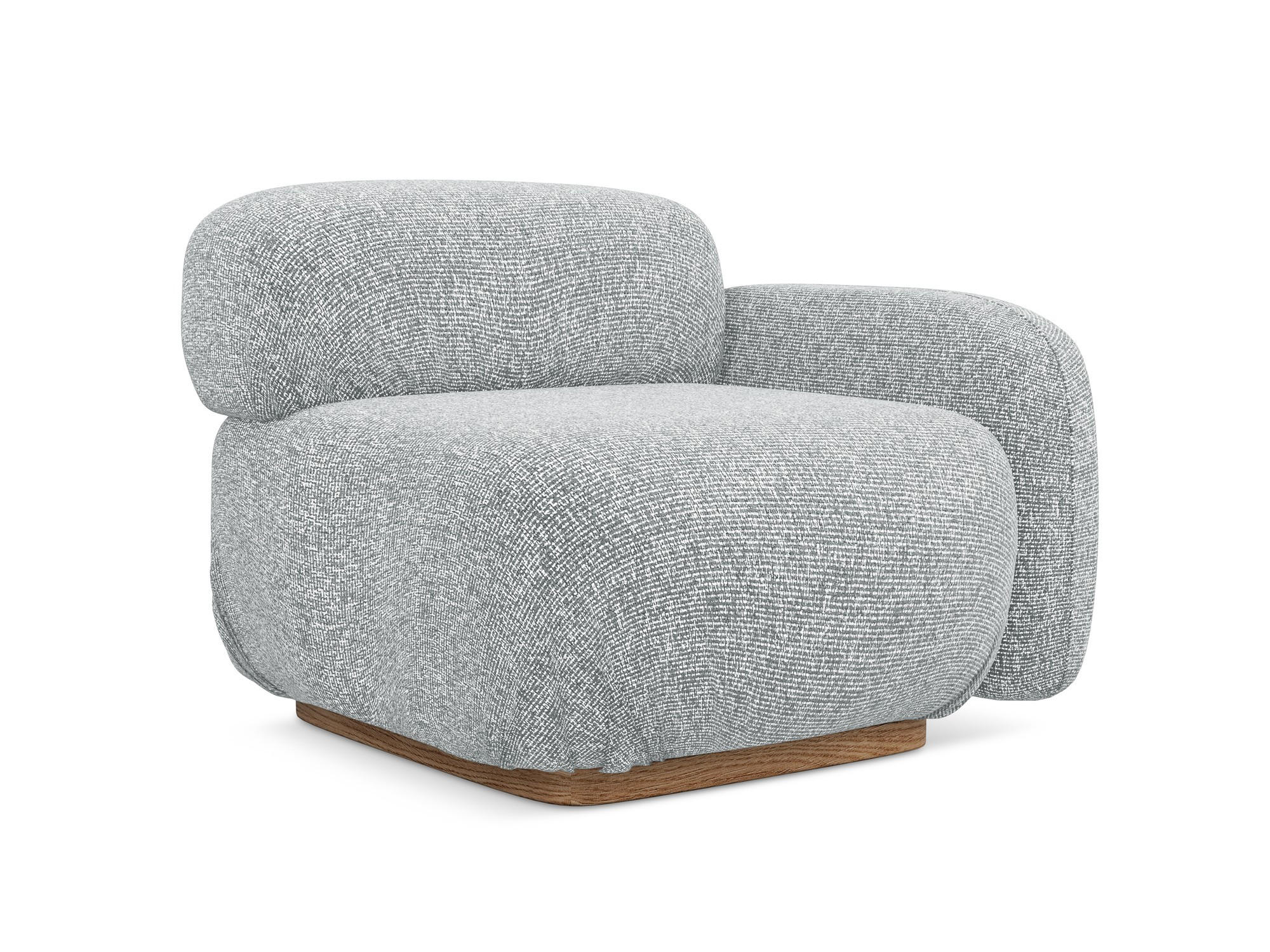 SOFAELEMENT Rechts Strukturstoff Stoff Grau - Silberfarben/Braun, Holz/Textil (95/73/95cm) - Makamii