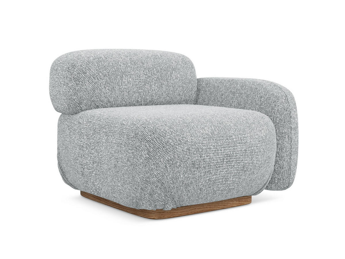 SOFAELEMENT Rechts Strukturstoff Stoff Grau - Silberfarben/Braun, Holz/Textil (95/73/95cm) - Makamii