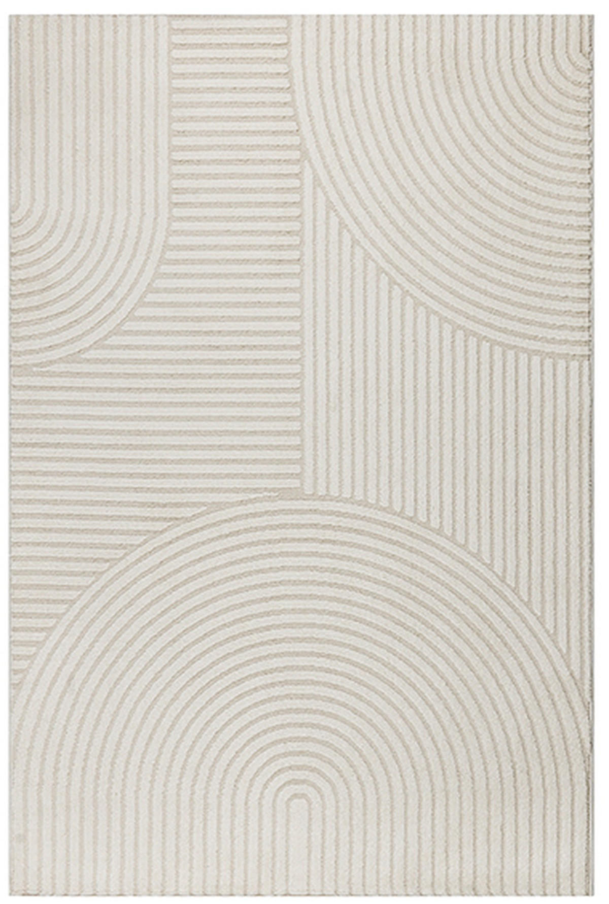 KURZFLORTEPPICH Geometrisch CETINA Polypropylen Creme 140 x 200 cm - Beige, Textil (140/200cm) - KADIMA DESIGN
