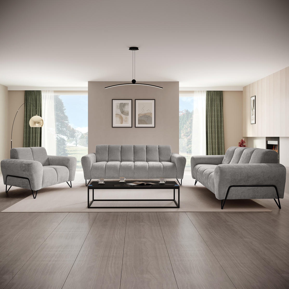 2-SITZER SOFA Volare ohne Schlaffunktion Hellgrau - Hellgrau/Schwarz, Textil/Metall (160/83/98cm) - Beautysofa