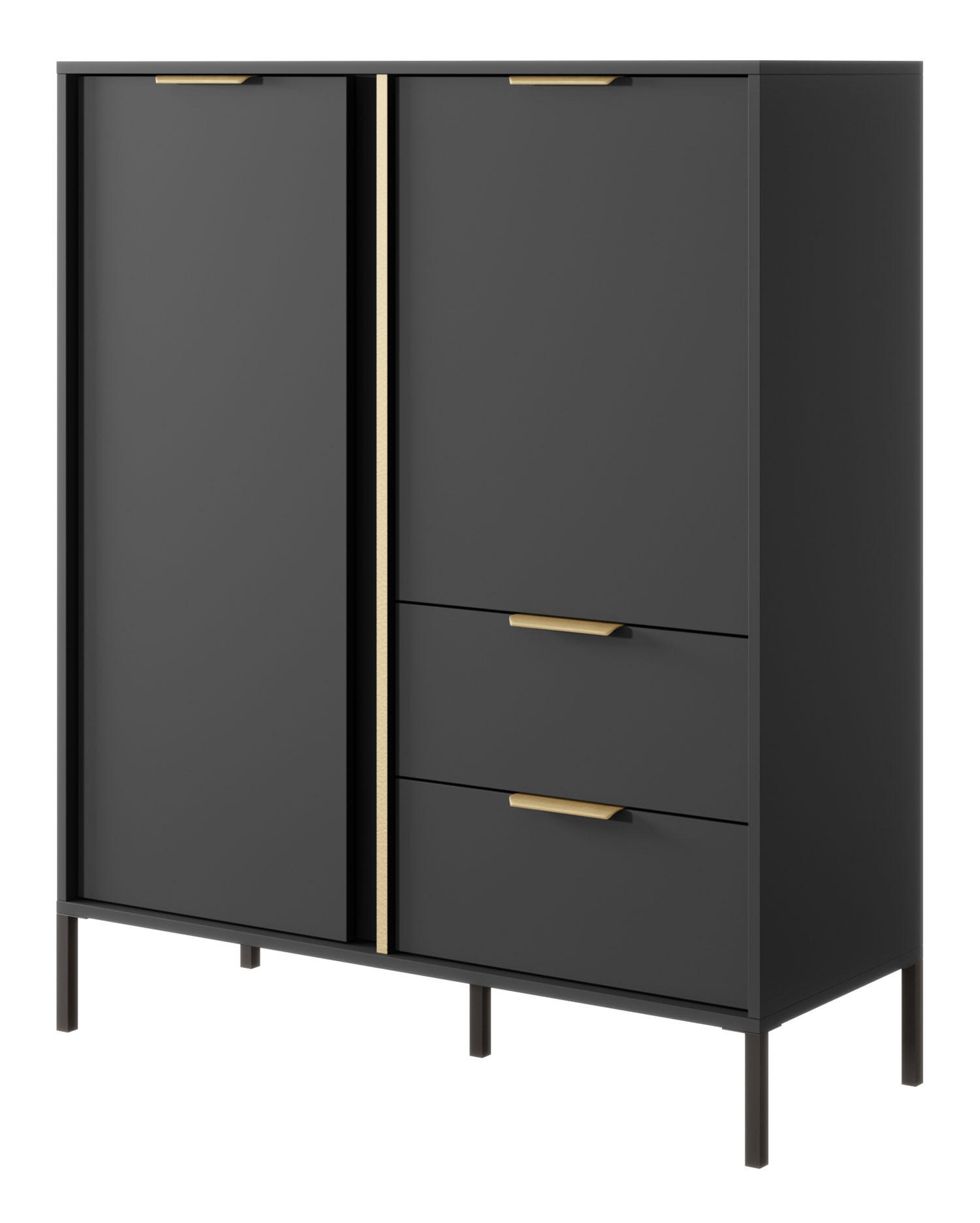 HIGHBOARD Lars anthrazit / gold 103,3 / 39,5 / 123,4 cm - Anthrazit, Holz/Holzwerkstoff (103.3/123.4/39.5cm) - Feldmann-Wohnen