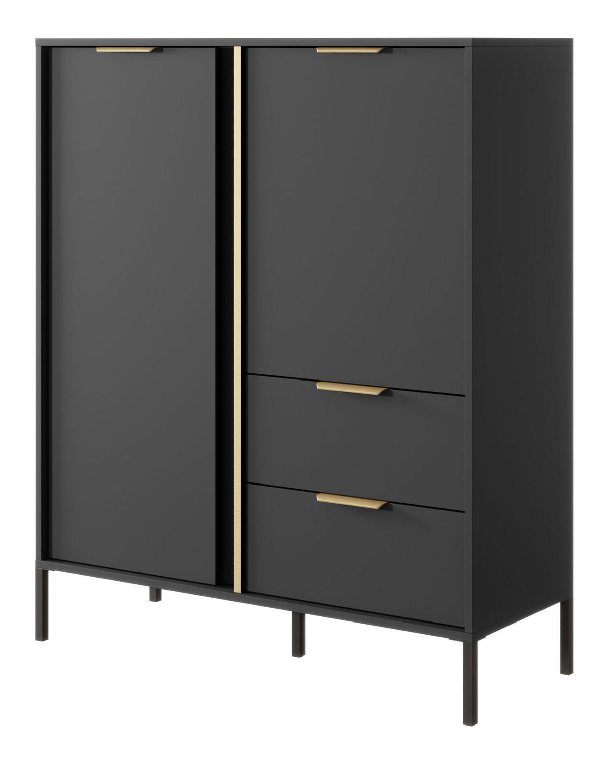 HIGHBOARD Lars anthrazit / gold 103,3 / 39,5 / 123,4 cm - Anthrazit, Holz/Holzwerkstoff (103.3/123.4/39.5cm) - Feldmann-Wohnen