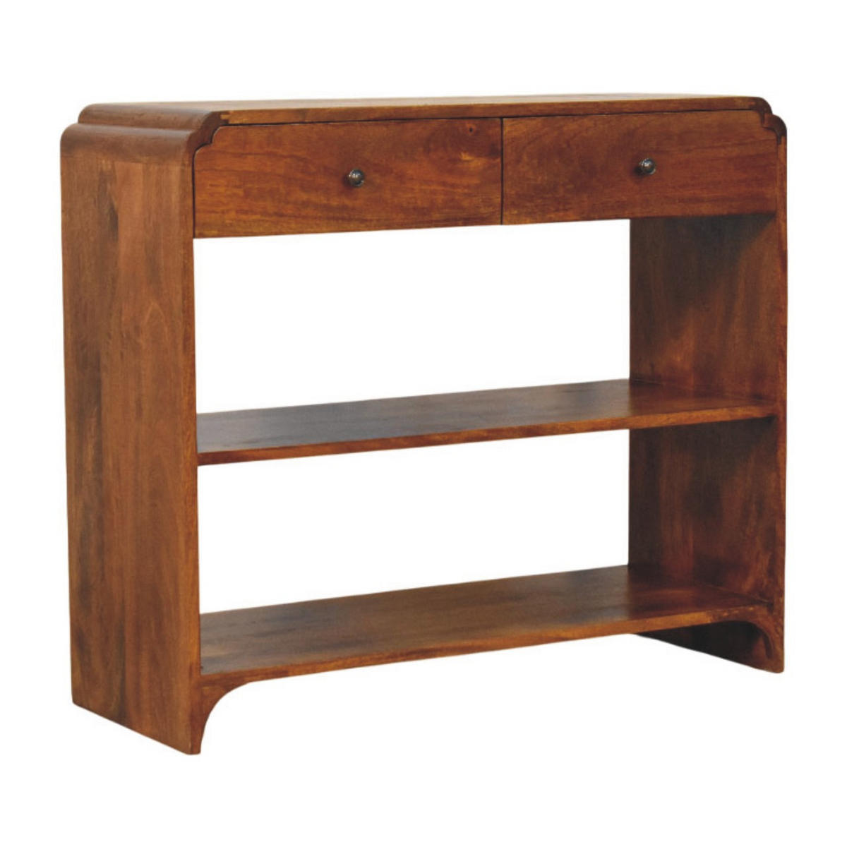 KONSOLENTISCH mit Kastanien-Finish, 2 Schubladen, 2 offene Ablagen, braun. - Braun, Holz (35/90/78cm) - Artisan Furniture