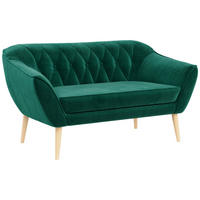 SOFA Pirs 2 Sitzer Velvet Dunkelgrün - Dunkelgrün/Braun, Holz/Textil (140/75/74cm) - MKS
