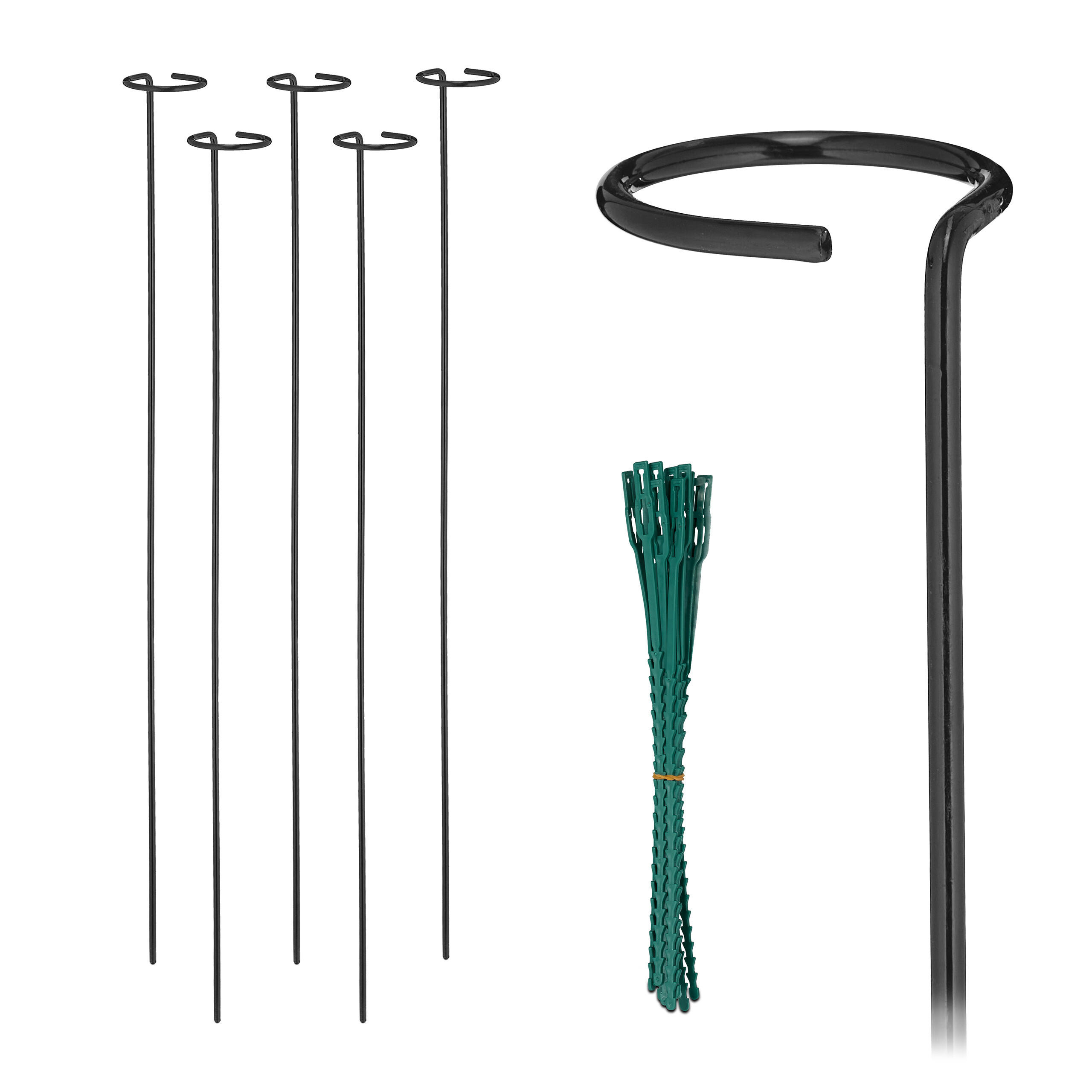 6xPFLANZSTÄBE - Schwarz, Metall (6/80/6cm) - Relaxdays