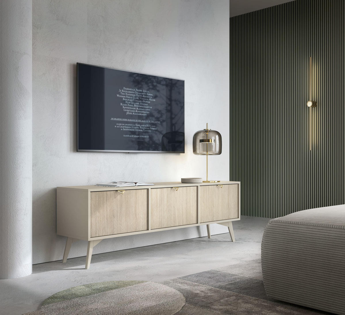 TV-SCHRANK - Abeto Beige RTV 158 - Eichefarben/Beige, Holz (158/52/38cm) - Möblo